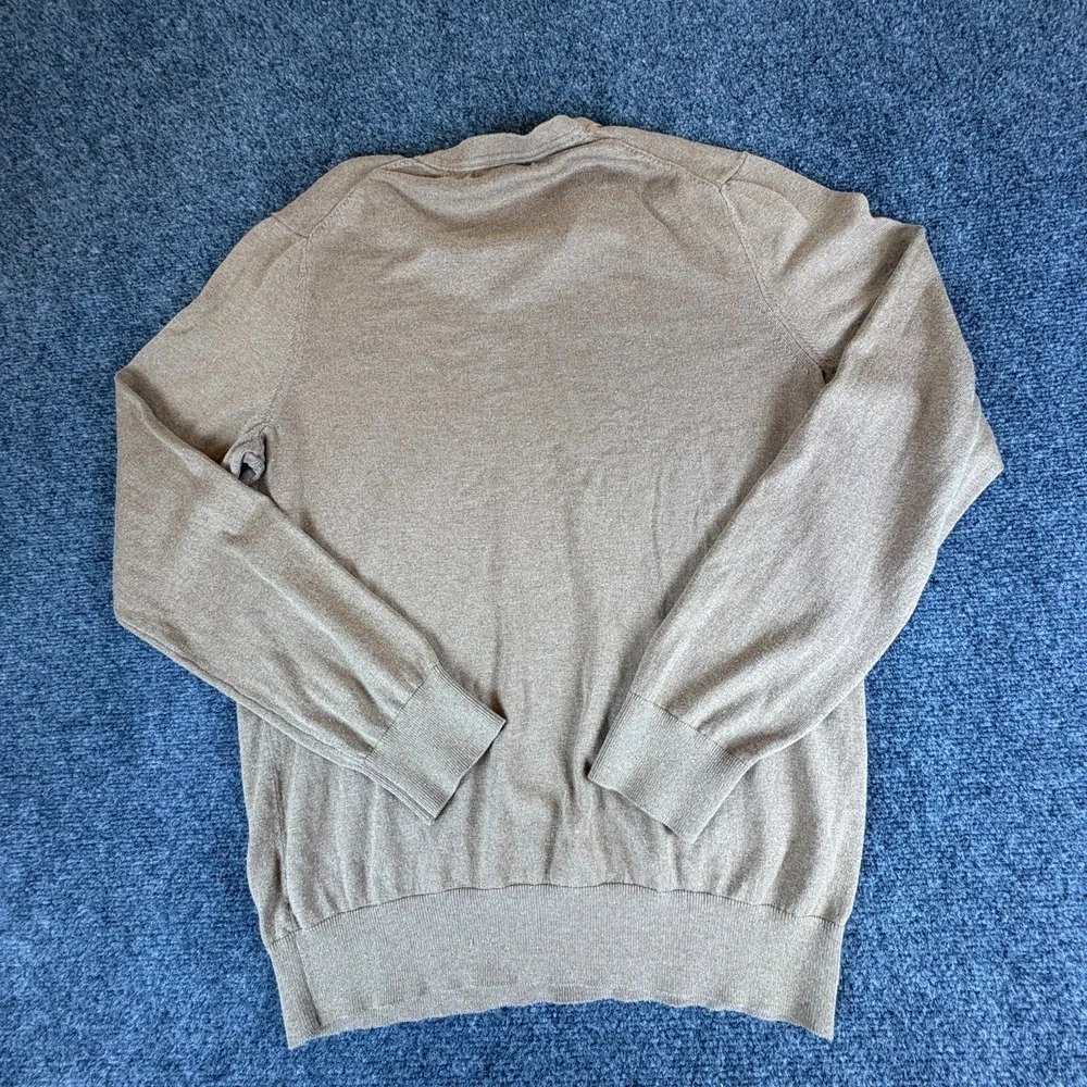 Banana Republic Sweater Mens L Tall Camel Tight Knit Silk Long Sleeve Pullover